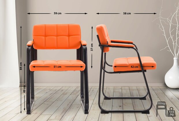Bezoekersstoel Cinidi B Kunstleer, Oranje