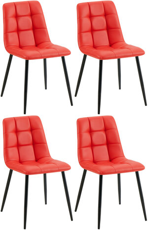 4-delige set eetkamerstoel Entibas kunstleer, Rood