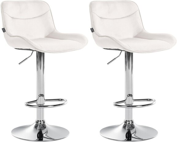 2-delige set barkrukken Venoro fluweel chroom, Creme