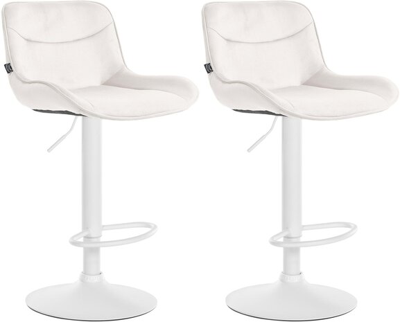 2-delige set barkrukken Venoro fluweel wit, Creme