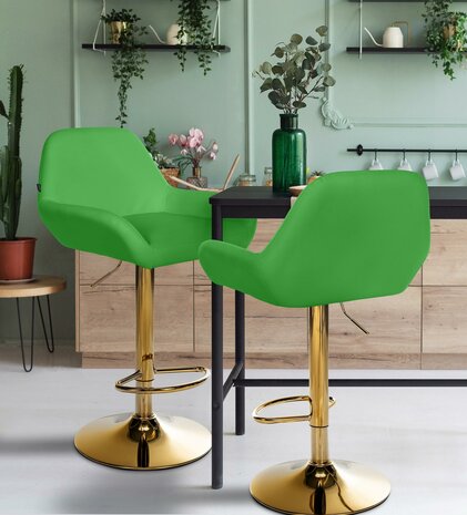 Barstoel Braga Goud Kunstleer, Groen