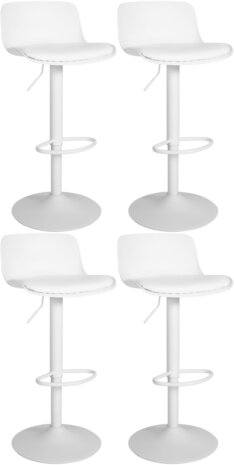 4-delige set barkrukken Ilmidi kunstleer, Wit