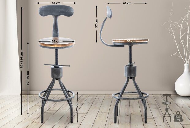 2-delige set barkruk Hinim, 