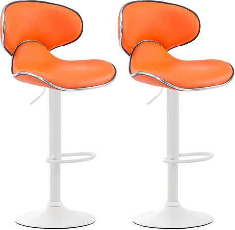 2-delige set barkrukken Lis Vigis V2 kunstleer wit, Oranje