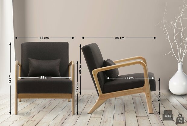 Fauteuil Hebbeng Stof, Bruin