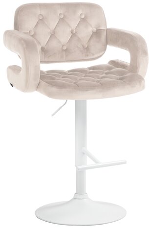 Barkruk Diblun Fluweel wit, Creme