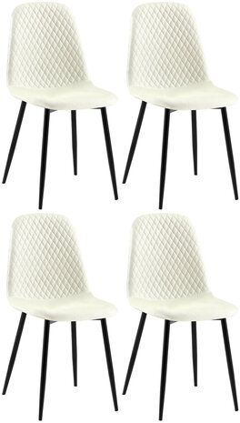 4-delige set stoelen Gevirny Stof, Creme