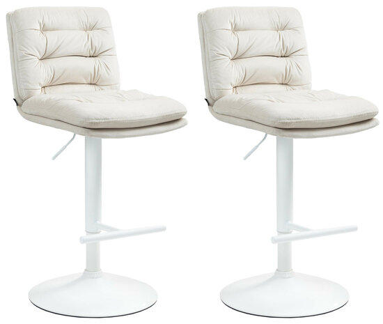 2-delige set barkrukken Dimir fluweel wit, Creme