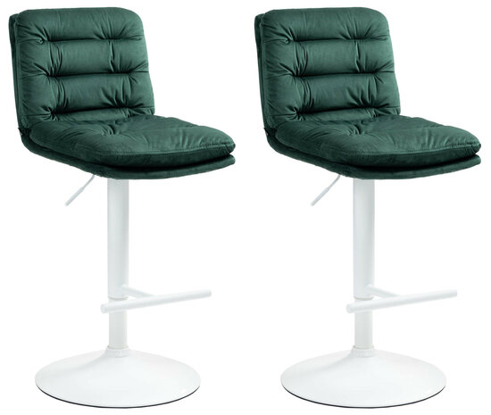 2-delige set barkrukken Dimir fluweel wit, Groen