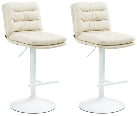 2-delige set barkrukken Dimir kunstleer wit, Creme
