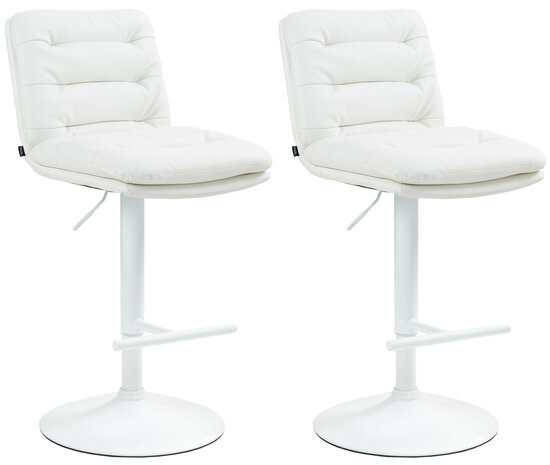 2-delige set barkrukken Dimir kunstleer wit, Wit