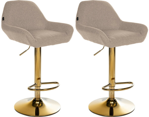 2-delige set barkrukken Braga Goud Stof, Taupe