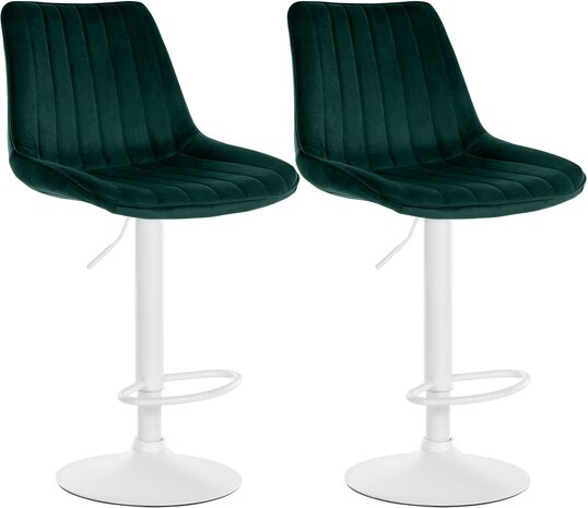 2-delige set barkruk Tino fluweel wit, Groen