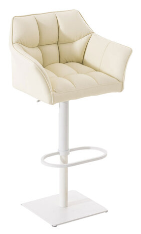 2-delige set barkrukken Domasa kunstleer wit, Creme