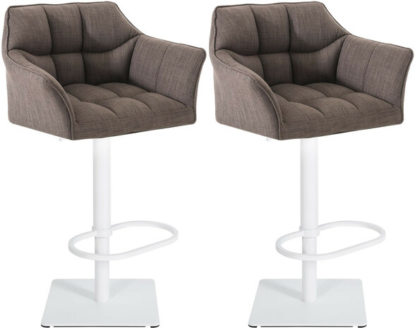 2-delige set barkruk Domasa stof wit, Grijs