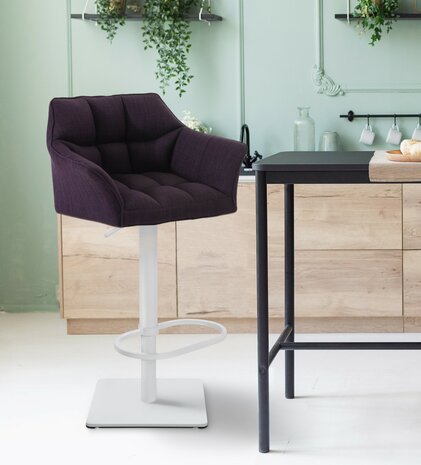 2-delige set barkruk Domasa stof wit, Paars