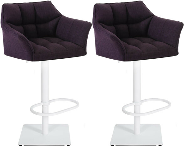 2-delige set barkruk Domasa stof wit, Paars