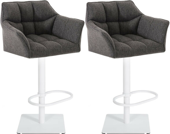 2-delige set barkruk Domasa stof wit, Grijs