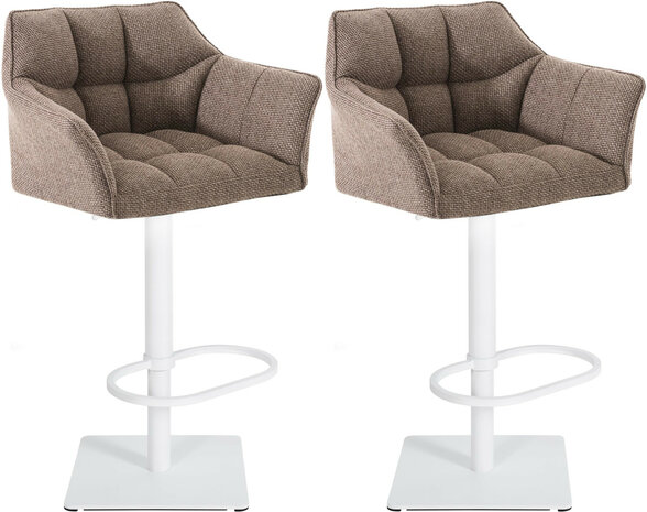 2-delige set barkruk Domasa stof wit, Bruin