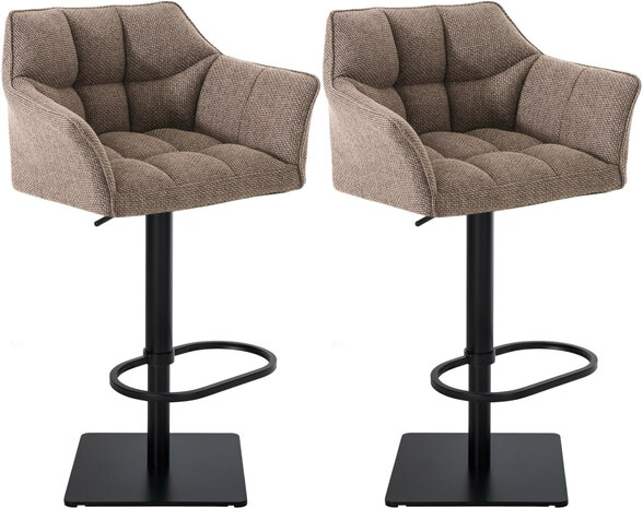 2-delige set barkruk Domasa stof zwart, Bruin