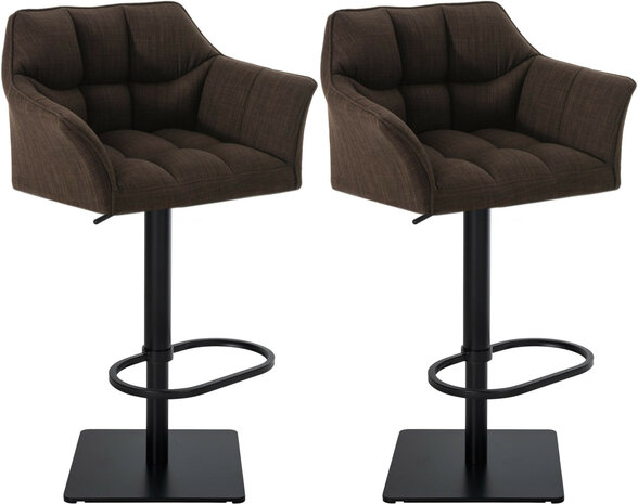 2-delige set barkruk Domasa stof zwart, Bruin