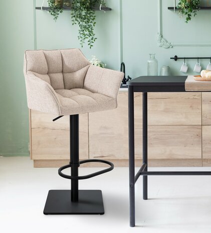 2-delige set barkruk Domasa stof zwart, 