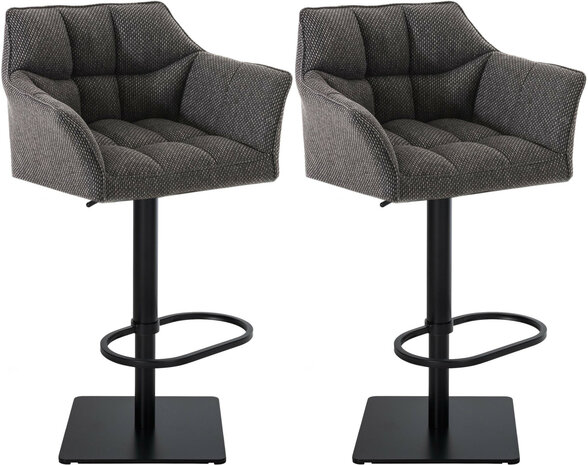 2-delige set barkruk Domasa stof zwart, Grijs