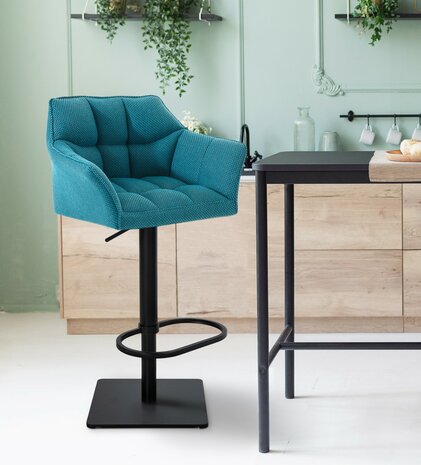 2-delige set barkruk Domasa stof zwart, 