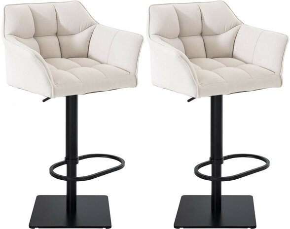 2-delige set barkruk Domasa stof zwart, Wit