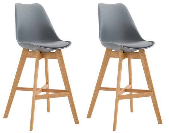 Set van 2 barkrukken Cennas kunststof naturel, Grijs