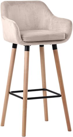 Barkruk Grint Fluweel, Creme