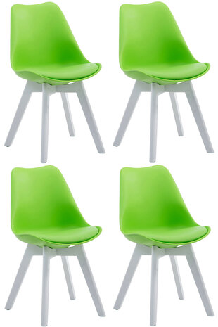 4-delige set bezoekersstoelen Birnii V2 Wit Kunstleer, Groen