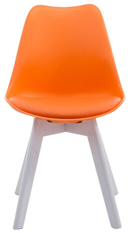 4-delige set bezoekersstoelen Birnii V2 Wit Kunstleer, Oranje