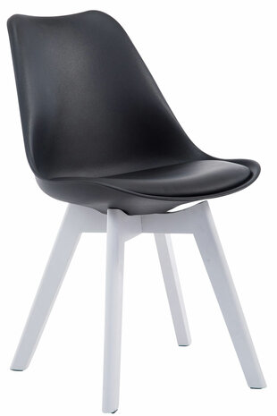 4-delige set bezoekersstoelen Birnii V2 Wit Kunstleer, Zwart