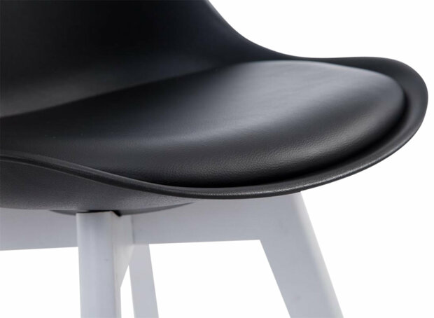 4-delige set bezoekersstoelen Birnii V2 Wit Kunstleer, Zwart