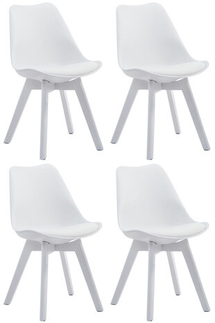 4-delige set bezoekersstoelen Birnii V2 Wit Kunstleer, Wit