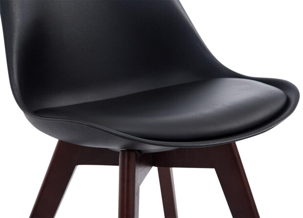 4-delige set bezoekersstoelen Birnii V2 Walnoot kunstleer, Zwart
