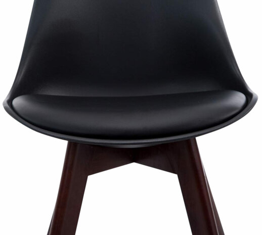 4-delige set bezoekersstoelen Birnii V2 Walnoot kunstleer, Zwart