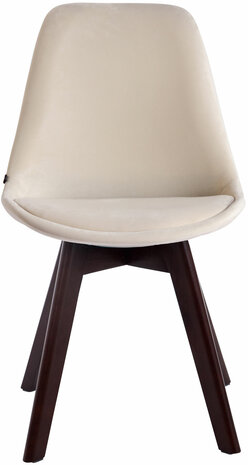 4-delige set bezoekersstoelen Birnii V2 fluweel walnoot, Creme