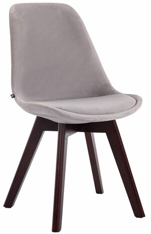 4-delige set bezoekersstoelen Birnii V2 fluweel walnoot, Grijs