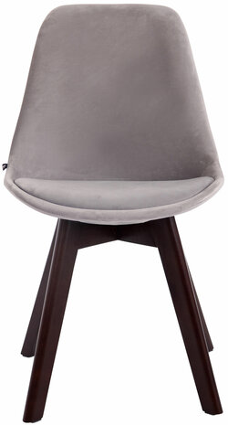 4-delige set bezoekersstoelen Birnii V2 fluweel walnoot, Grijs