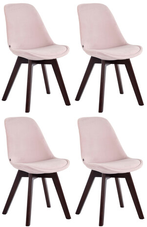 4-delige set bezoekersstoelen Birnii V2 Fluweel walnoot, 