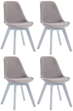4-delige set bezoekersstoelen Birnii V2 fluweel wit, Grijs