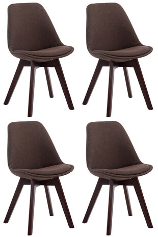 4-delige set bezoekersstoelen Birnii V2 Walnoot Stof, Bruin