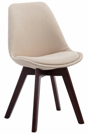 4-delige set bezoekersstoelen Birnii V2 Walnoot Stof, Creme