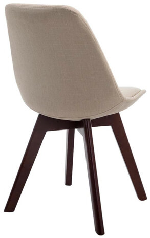4-delige set bezoekersstoelen Birnii V2 Walnoot Stof, Creme
