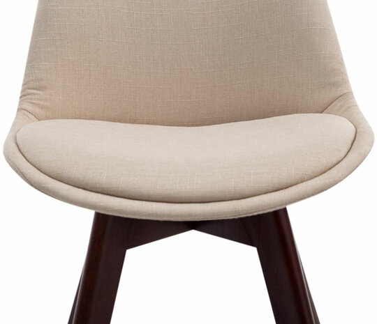 4-delige set bezoekersstoelen Birnii V2 Walnoot Stof, Creme