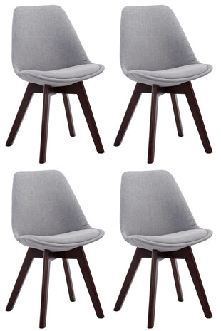 4-delige set bezoekersstoelen Birnii V2 Walnoot Stof, Grijs