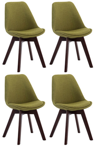 4-delige set bezoekersstoelen Birnii V2 Walnoot Stof, Groen