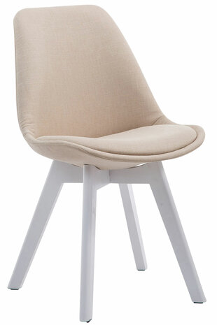 4-delige set bezoekersstoelen Birnii V2 Wit Stof, Creme